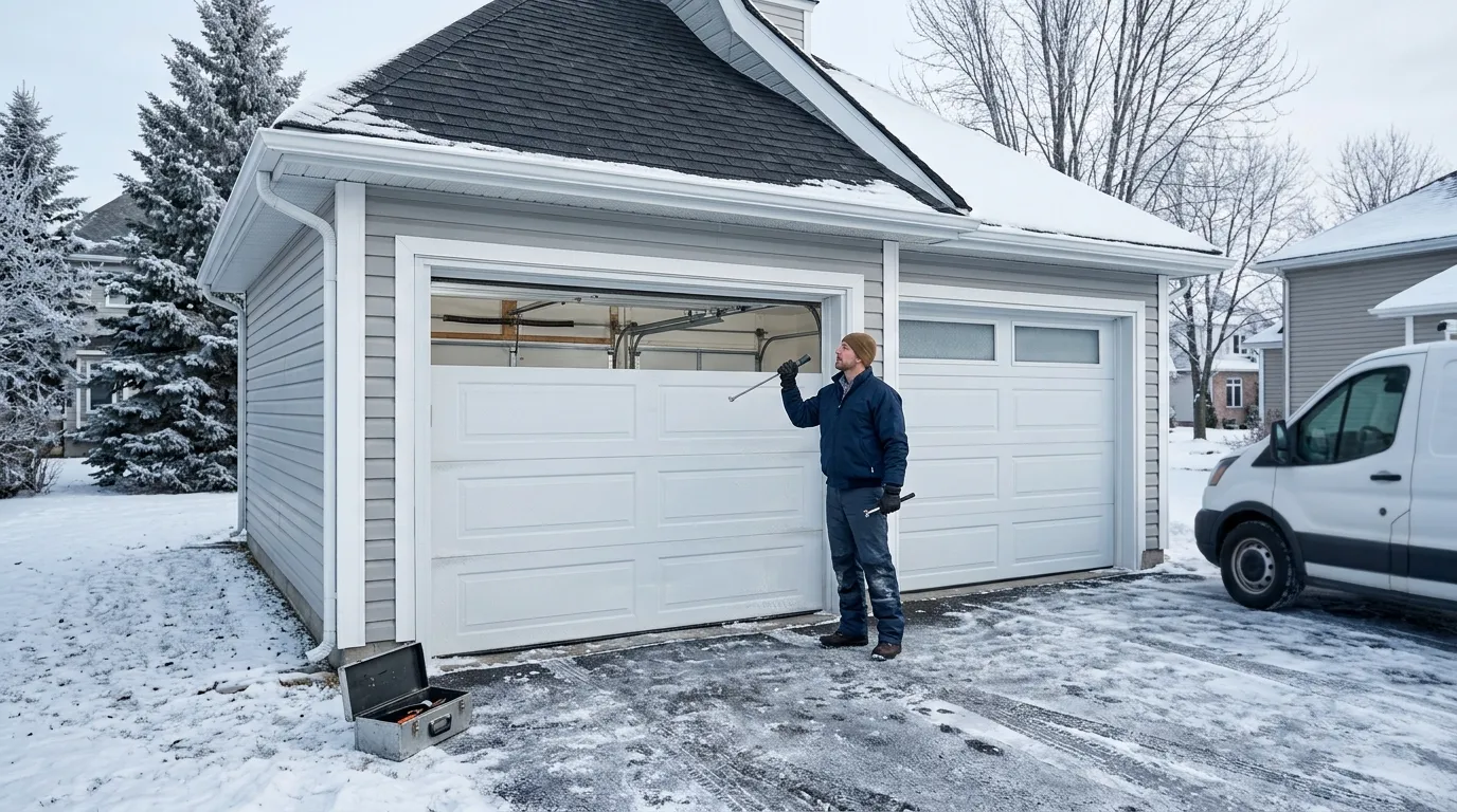 Garage door detail illustrating why garage door springs fail early in boone's cold climate