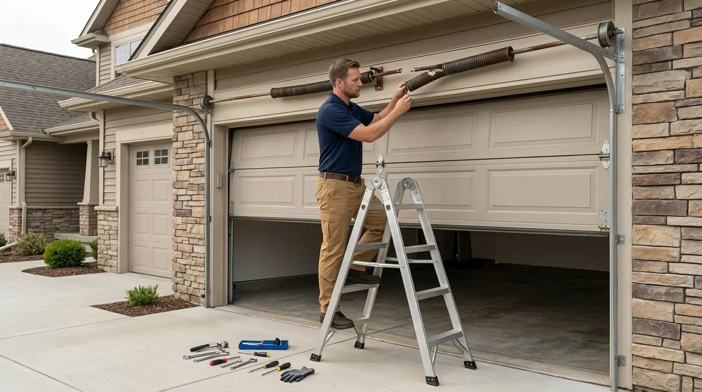 Spring Repair for West Jefferson's 1970-Era Doors in Boone